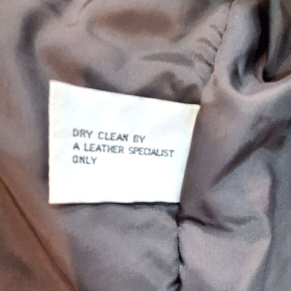 Donna Pelle Vintage Brown Leather Coat Faux Fur Collar Size S - Picture 14 of 16